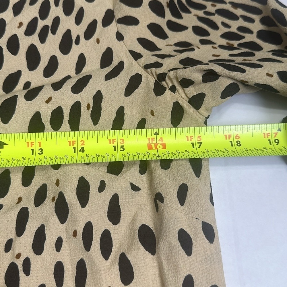 J. Crew Jules Mini Dress Lined Cheetah Tan Black 3/4 Sleeve‎ Size 2 - Picture 10 of 14